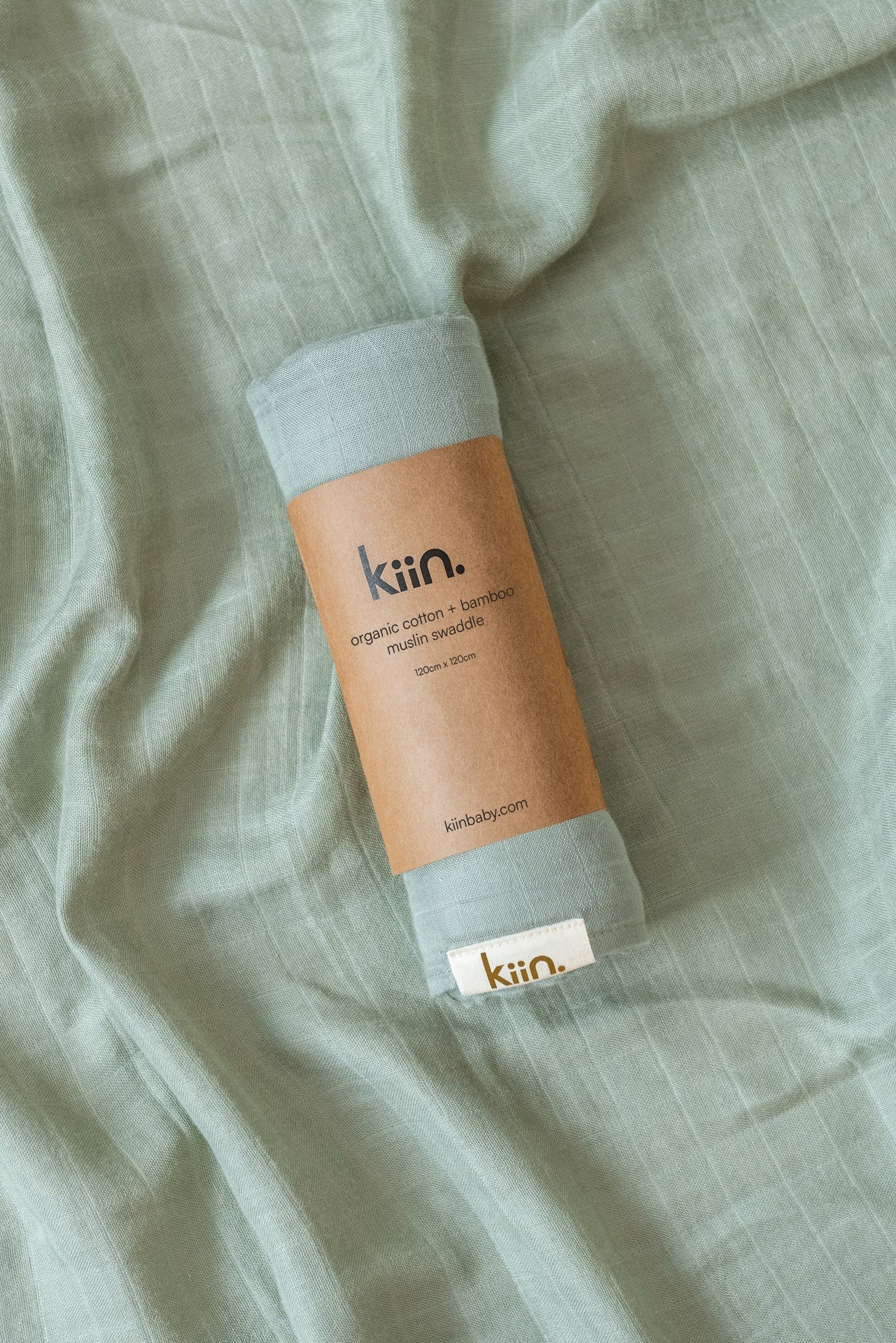 Kiin Cotton & Bamboo Muslin Swaddle Sage