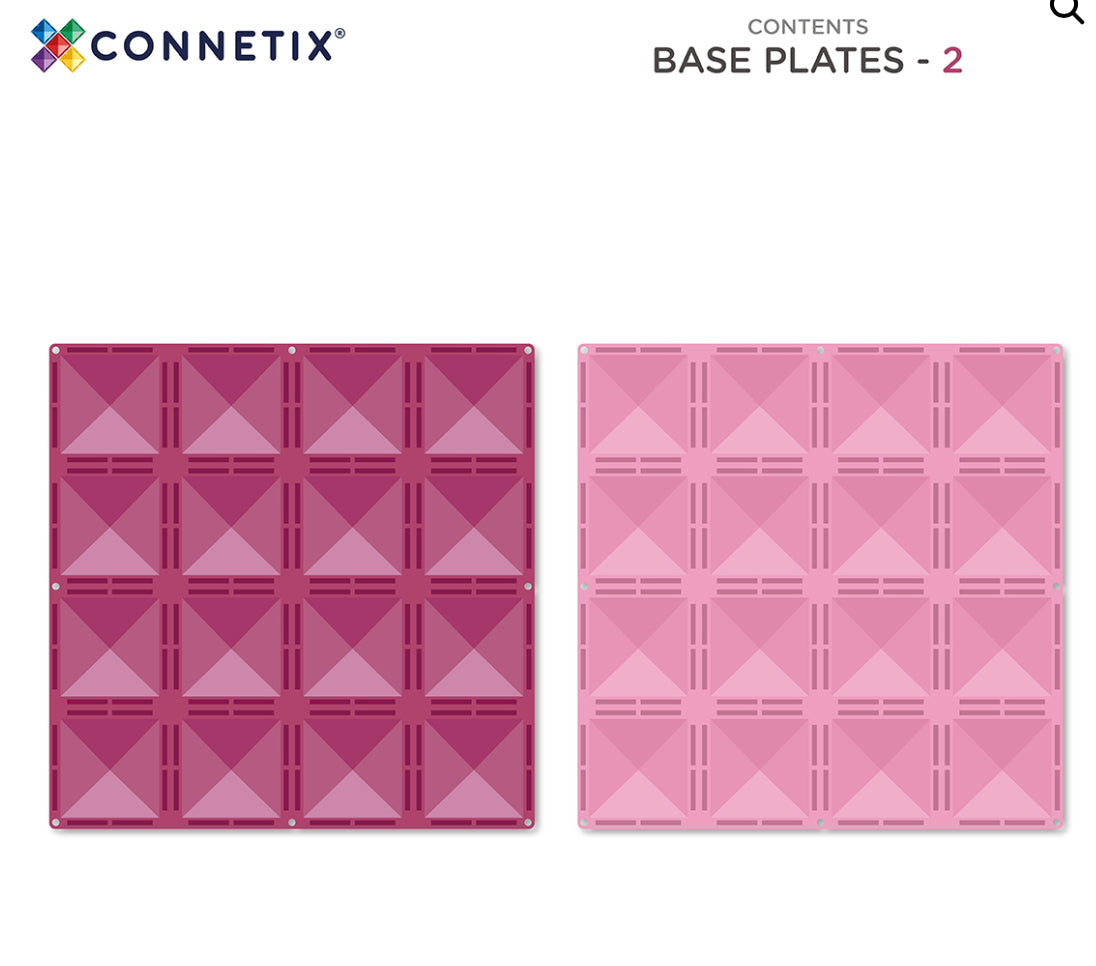 Connetix - 2 Piece Pastel Pink & Berry Base Plates
