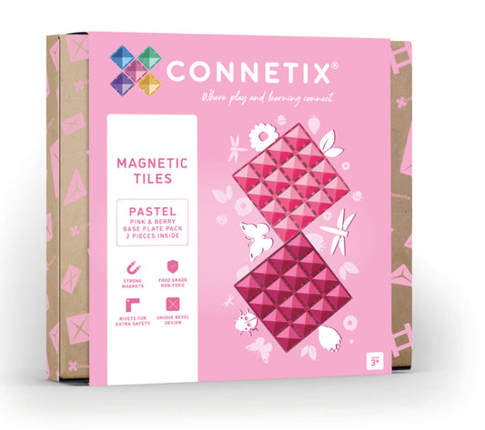 Connetix -  2 Piece Pastel Pink & Berry Base Plates