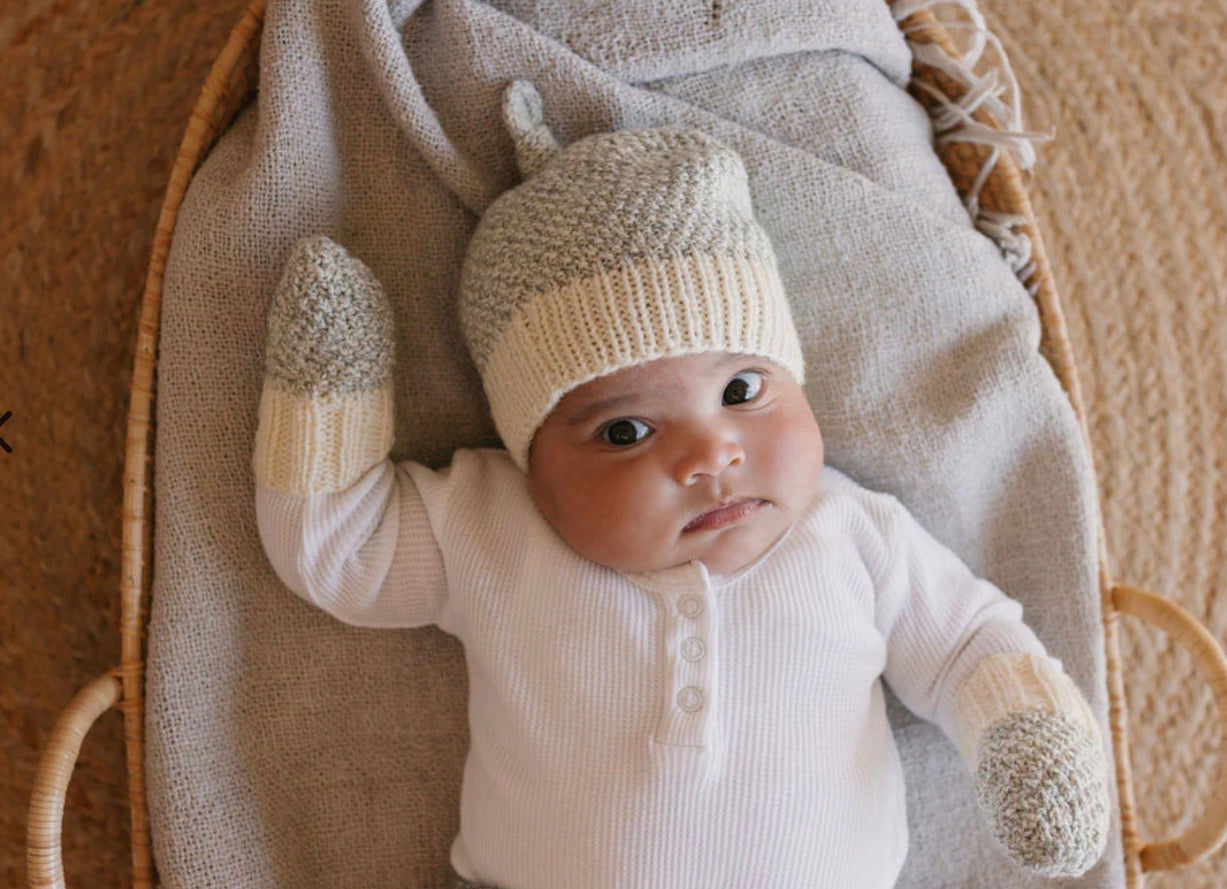 Acorn Baby Merino Beanie Gift Set Cloud Marle