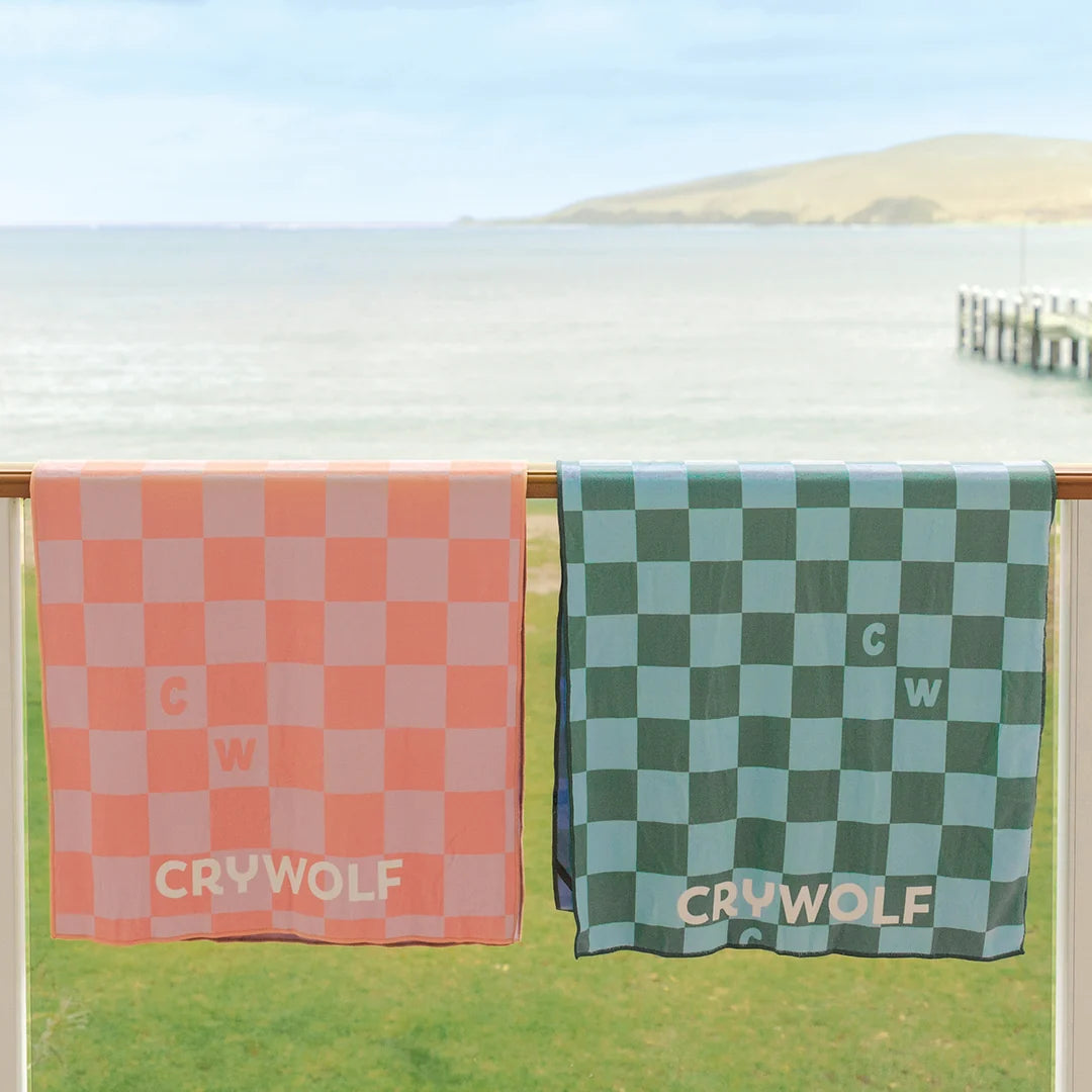 Crywolf Swimwear RAPID DRY TOWEL Sea Green Check