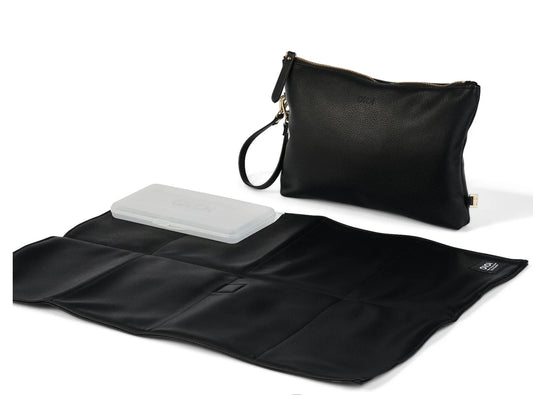 OiOi Nappy Changing Pouch - Black  Vegan Leather