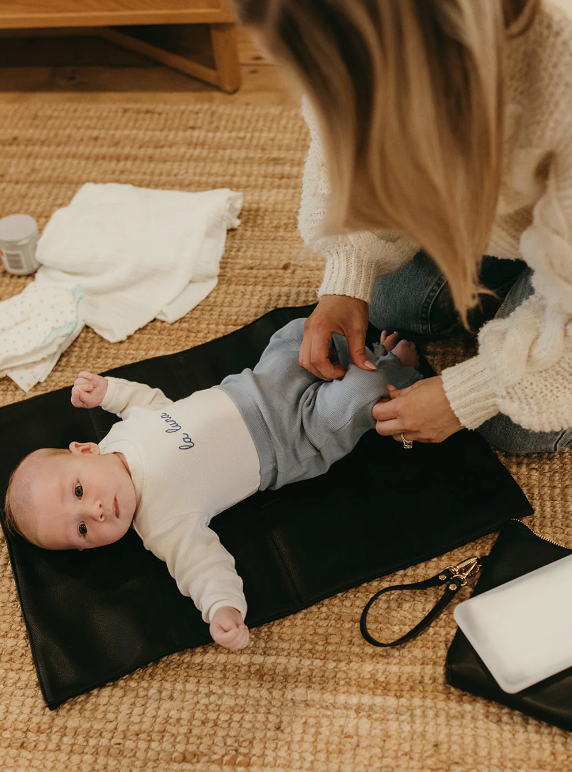 OiOi Nappy Changing Pouch - Black  Vegan Leather