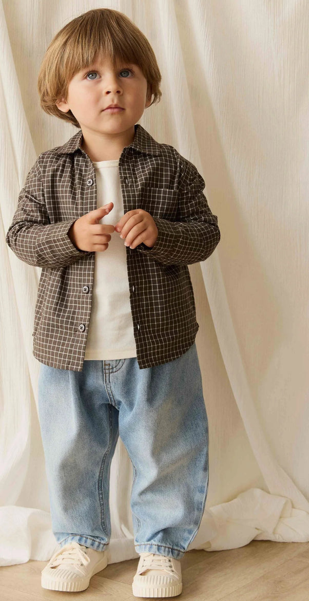 Jamie Kay- Organic Cotton Isaiah Shirt Coffee Grid