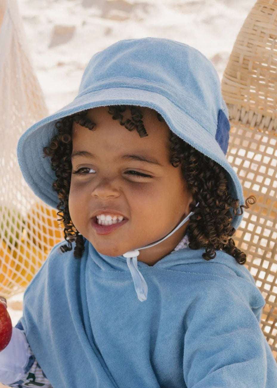 Acorn Kids Sunhats Mid Blue Terry Towelling Bucket Hat