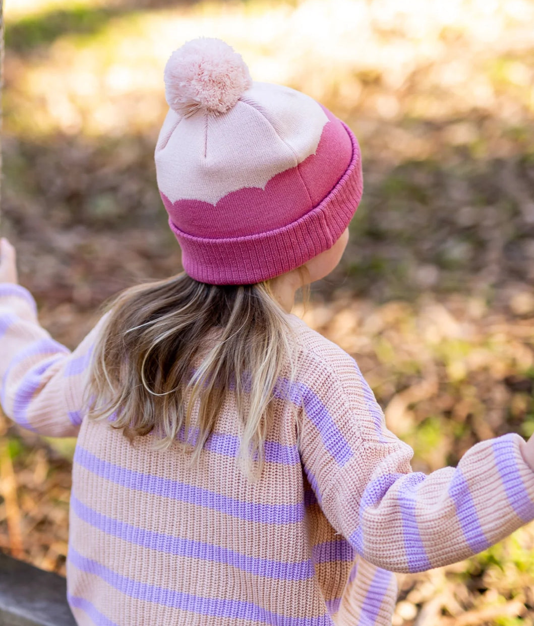 Acorn Kids Beanie Scalloped Merino Pink