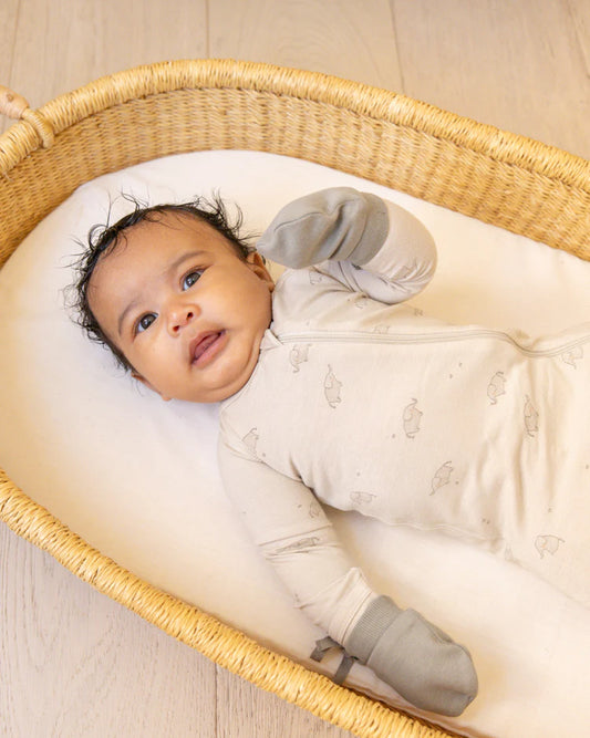 Quincy Mae Bamboo Zip Footie - Elephants