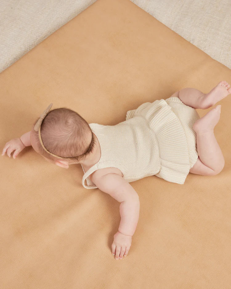 Quincy Mae Knit Ruffle Romper Natural