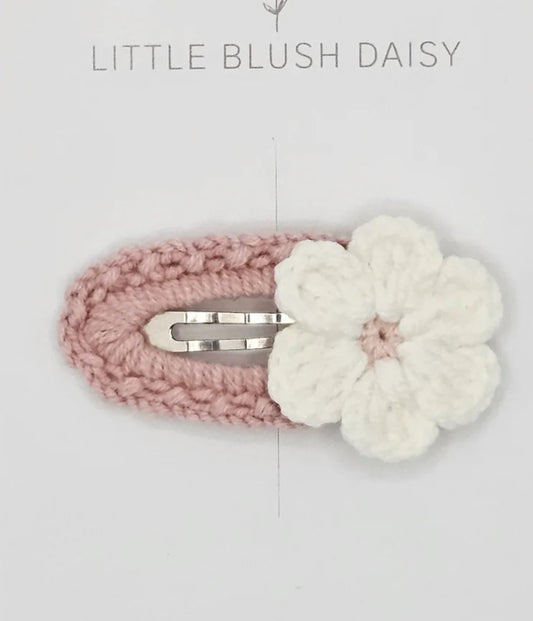 Little Blush Daisy - Crochet Petite Daisy Snap Hair Clip