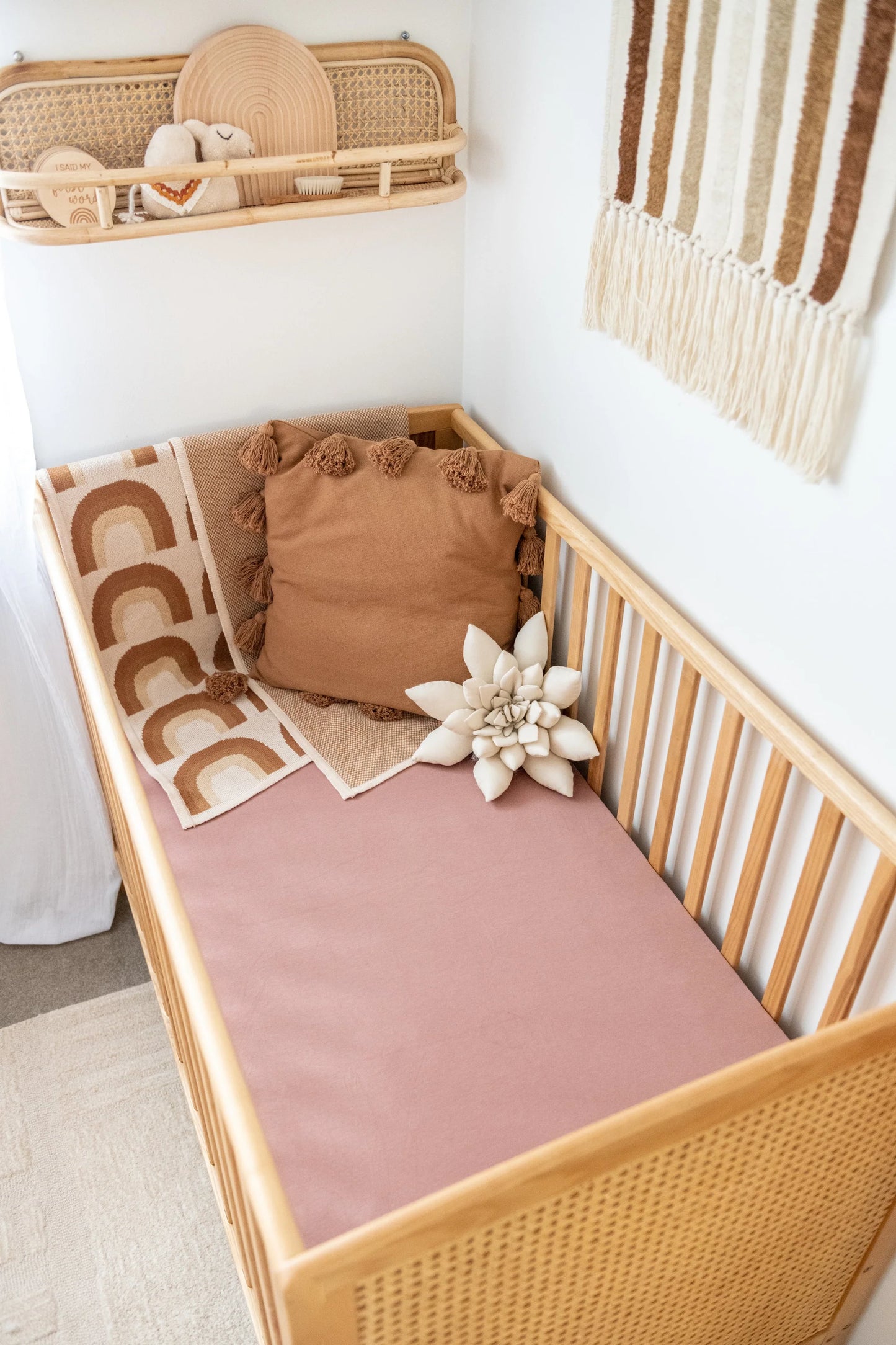 Kiin Organic Jersey Cotton and Bamboo Fitted Cot Sheet Heather