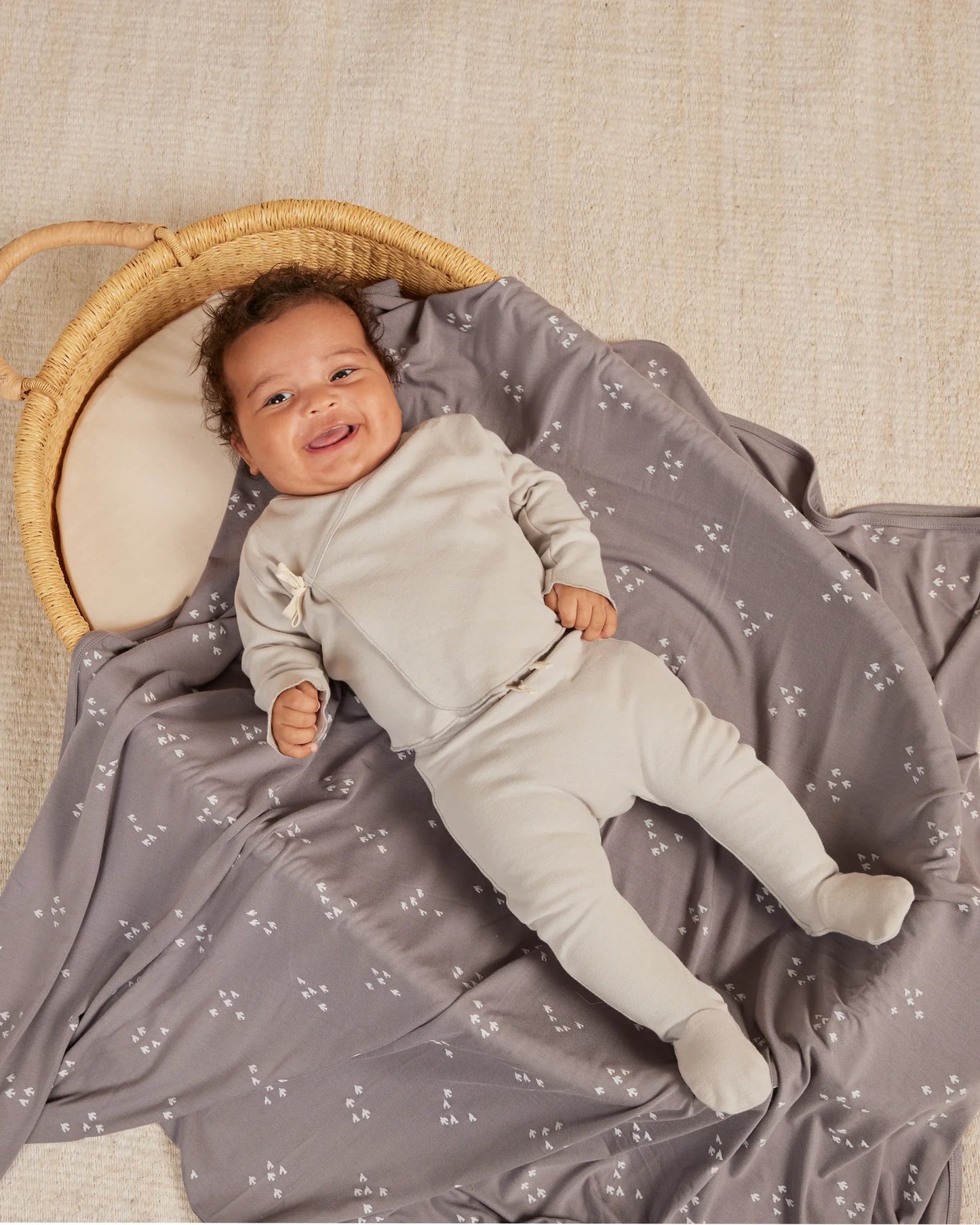 Quincy Mae Kimono Top + Footed Pant - Cloud