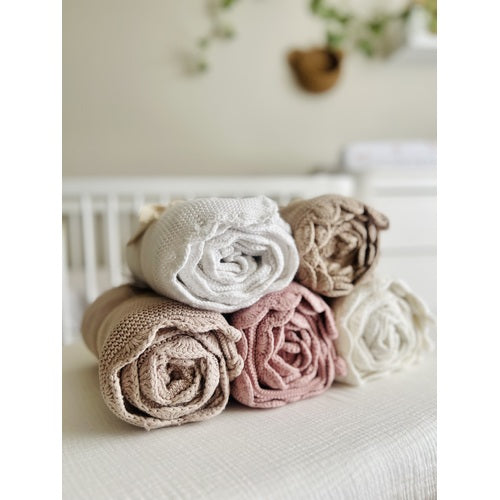 Mini & Me - Shell Baby Blanket Whisper White