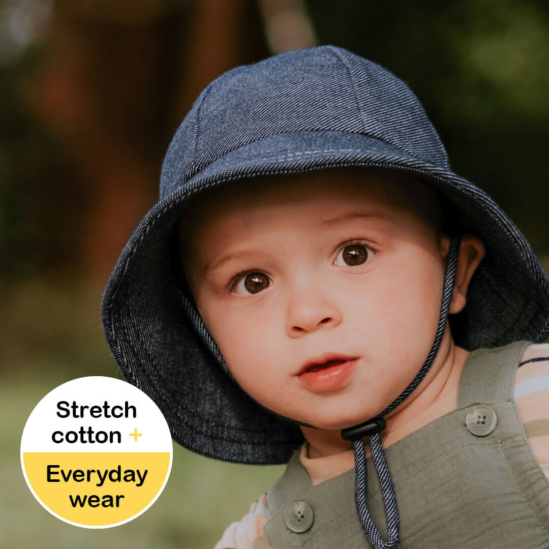Bedhead hats Toddler Bucket Hat Denim - UPF50+ Stretch Comfort Anti-flop Brim