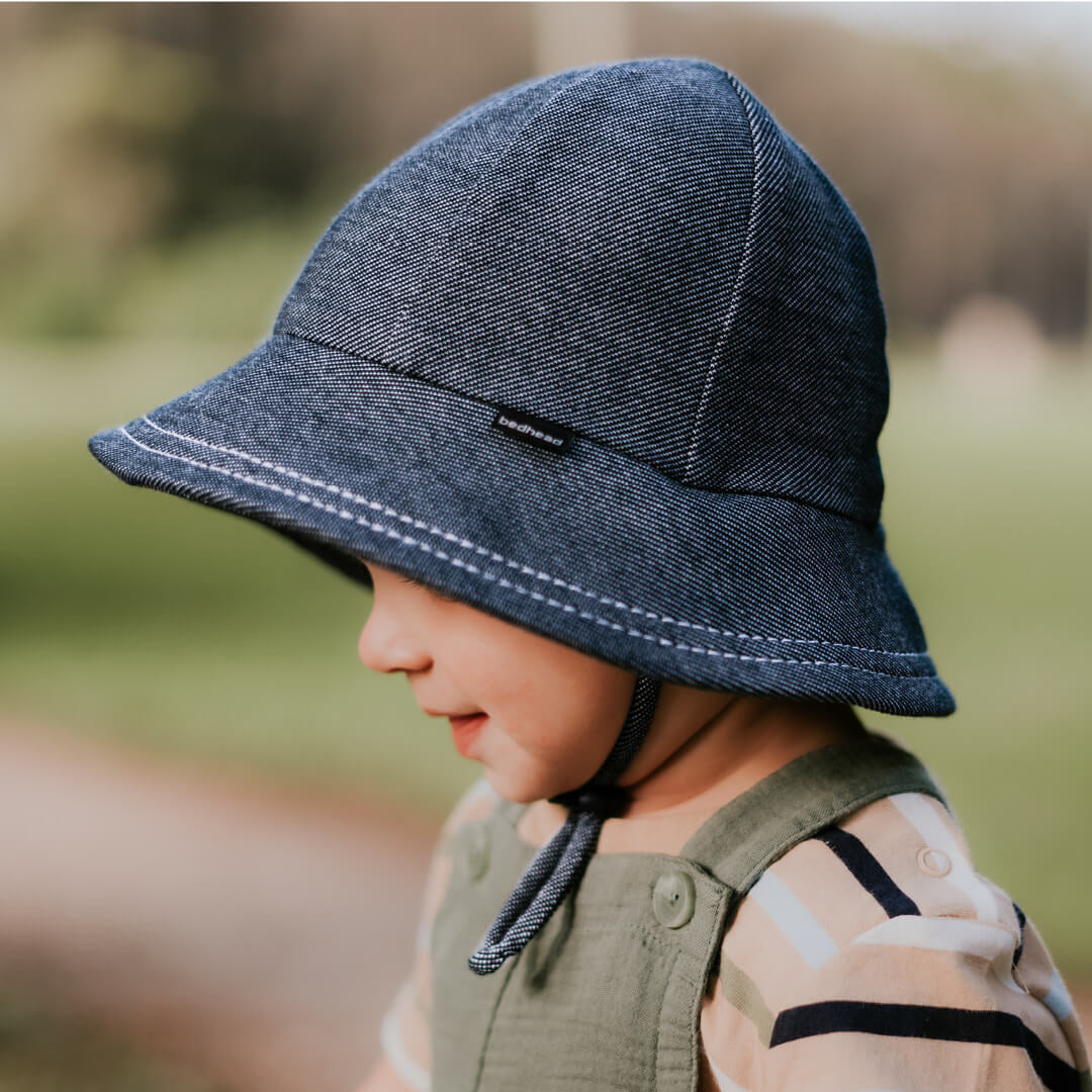 Bedhead hats Toddler Bucket Hat Denim - UPF50+ Stretch Comfort Anti-flop Brim