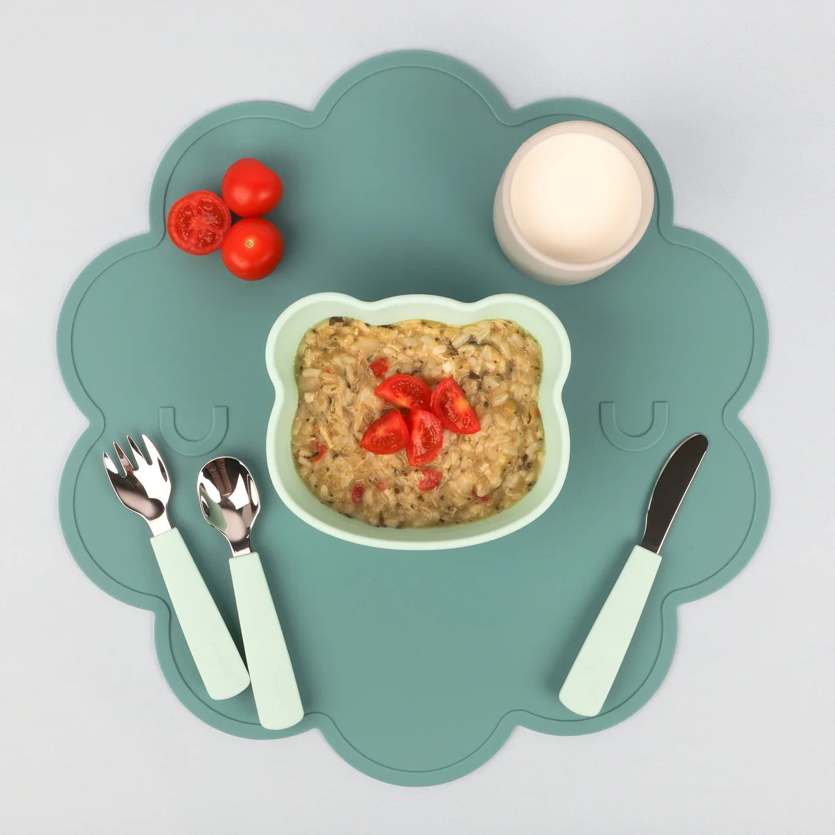 We Might Be Tiny Toddler Feedie Cutlery Set. Minty Green