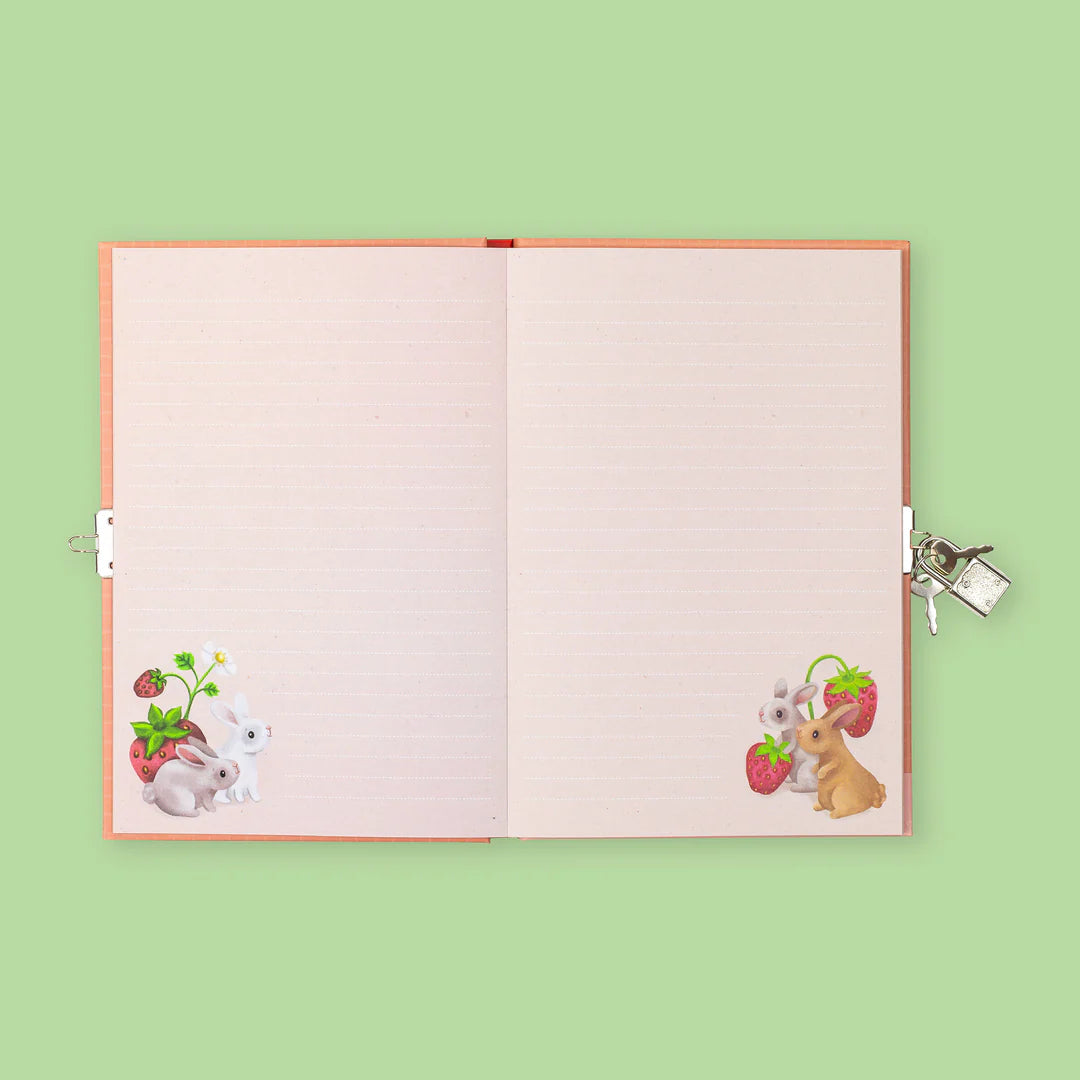 Tiger Tribe - Lockable Diary - Berry Bunny
