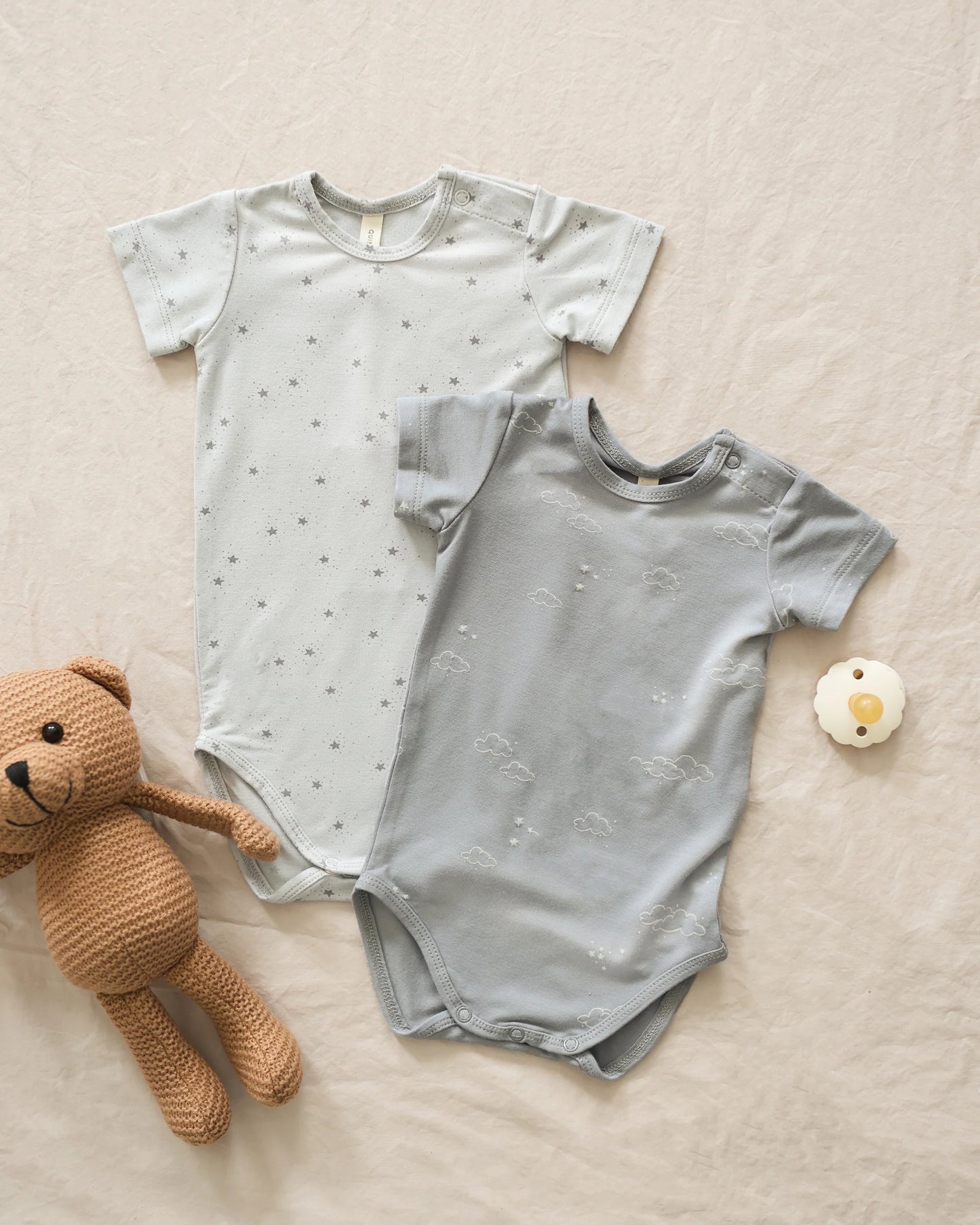 Quincy Mae Bamboo Short Sleeve Bodysuit - Twinkle or Cloud