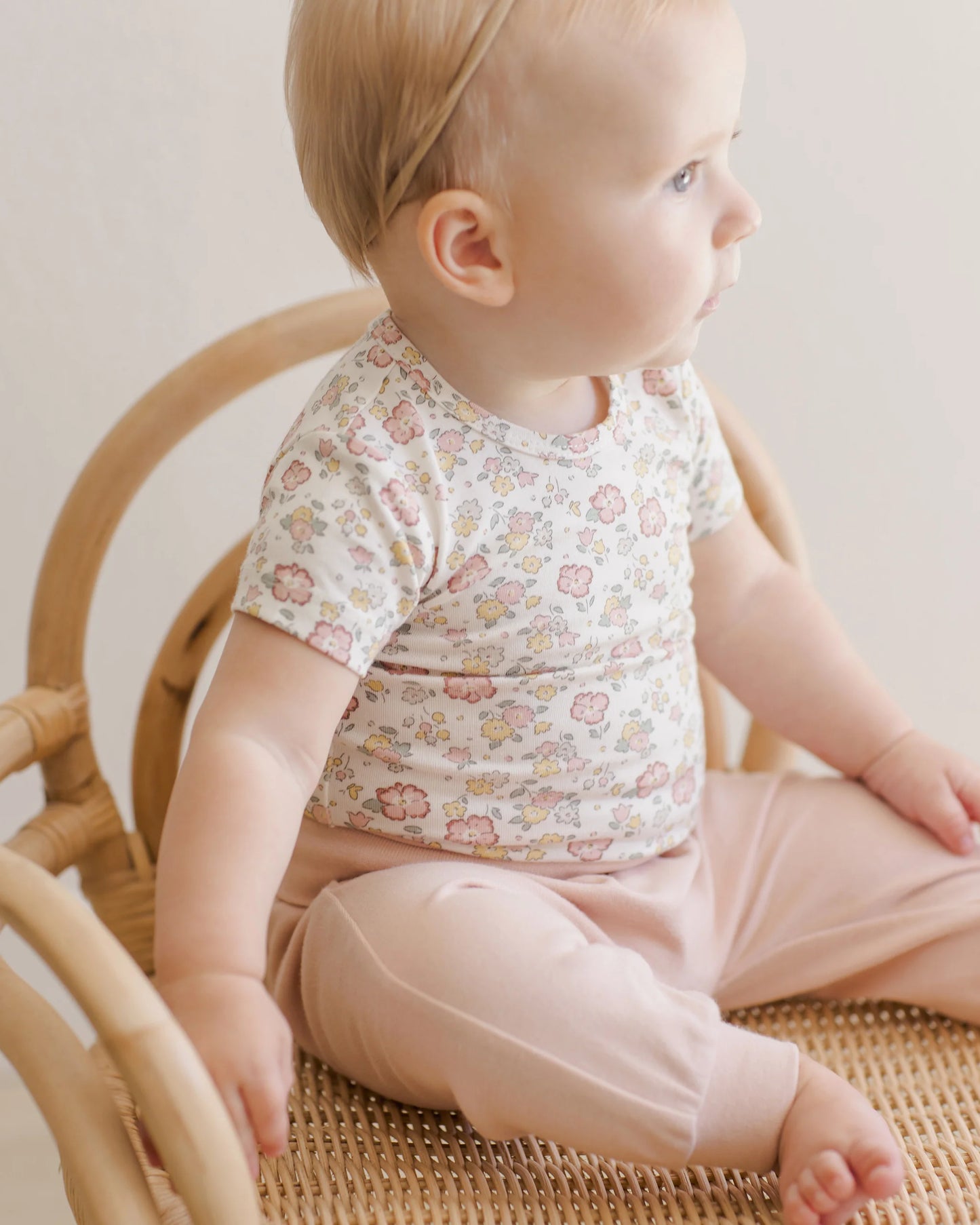 Quincy Mae Bamboo Short Sleeve Bodysuit - Bloom & Bubblegum