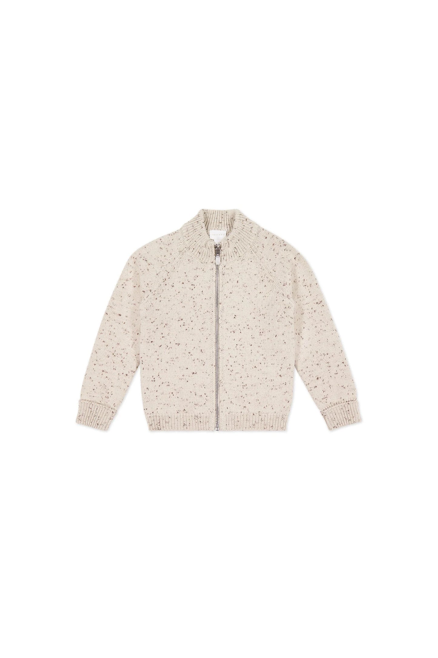 Jamie Kay Dean Knit Zip Jacket - Oatmeal Shitake Dot