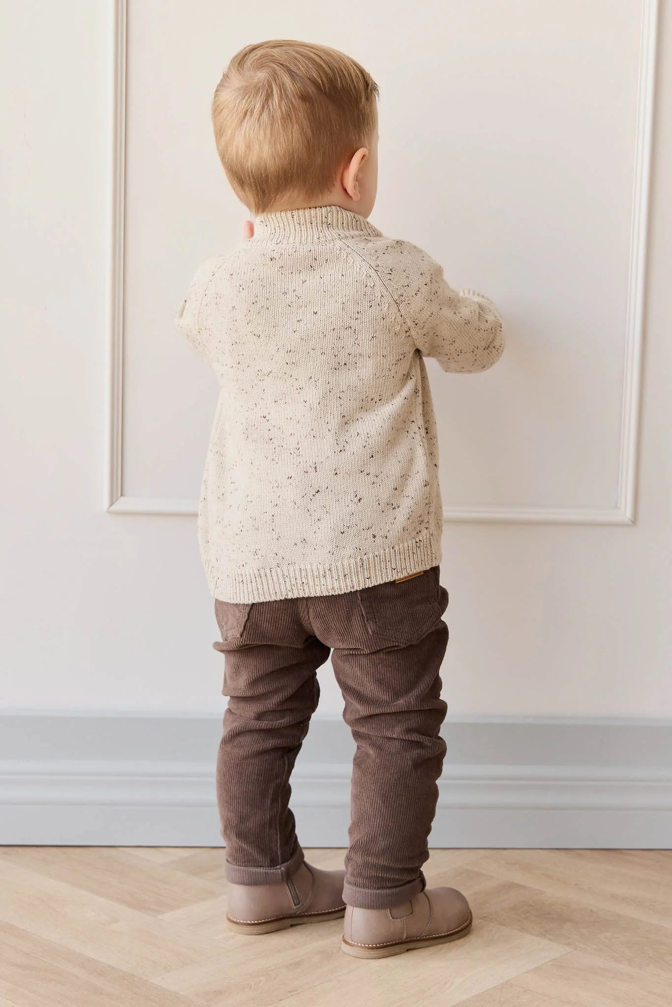 Jamie Kay Dean Knit Zip Jacket - Oatmeal Shitake Dot