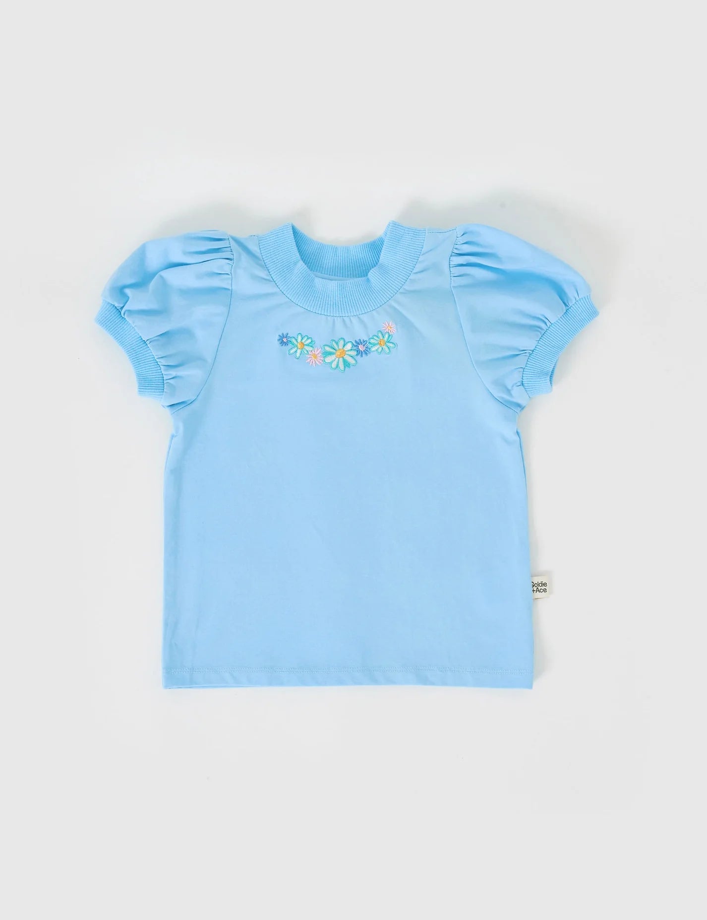 Goldie + Ace Eden Embroidered Puff Sleeve T-Shirt Sky Blue