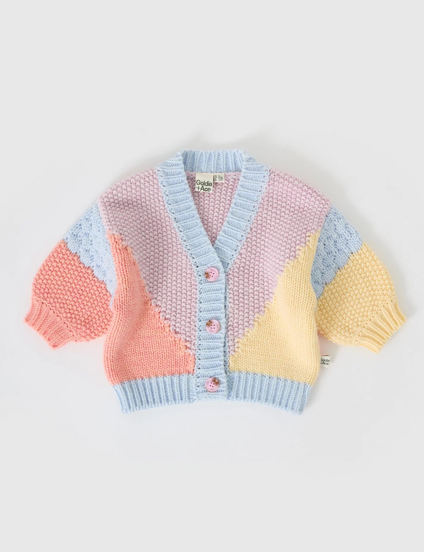 Goldie + Ace Colour Block Knit Cardigan Blue/Pink
