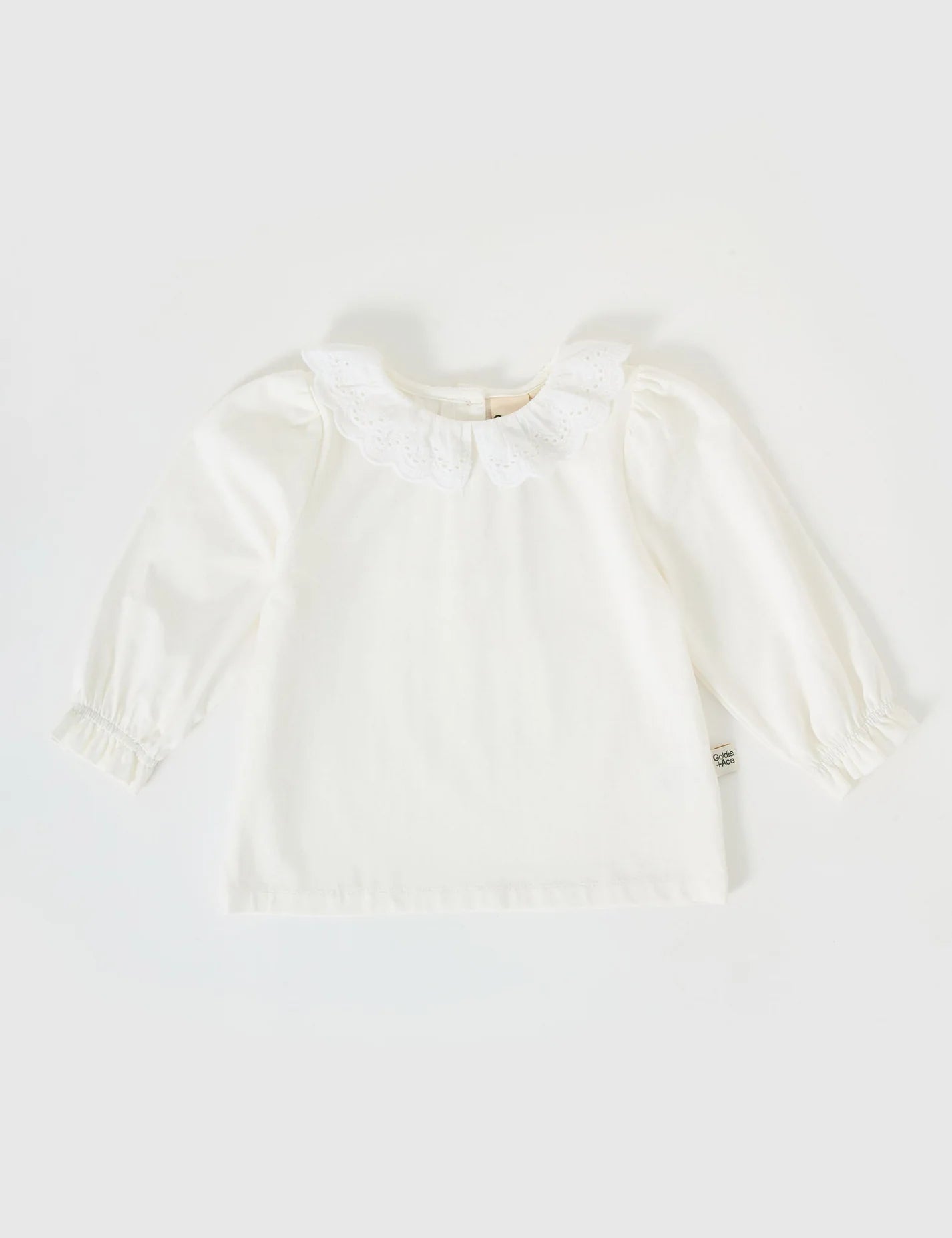 Goldie + Ace Laura Puff Sleeve Collar Long Sleeve White