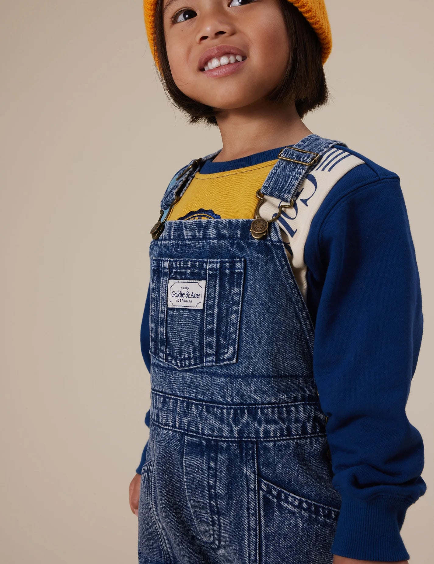 Goldie + Ace Blake Vintage Washed Denim Overall Dark Denim