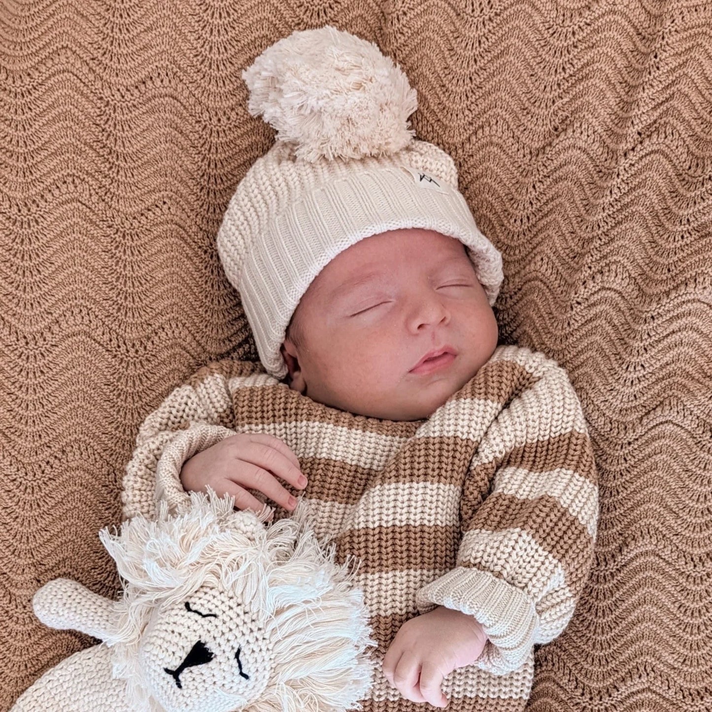 3 LITTLE CROWNS THE LABEL - Textured Knit Beanie Oat