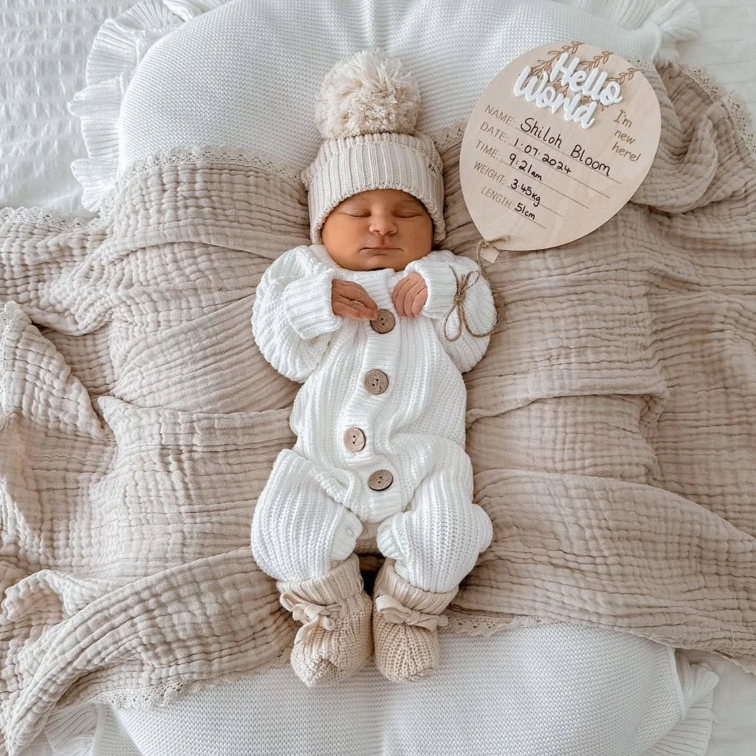3 LITTLE CROWNS THE LABEL - Textured Knit Beanie Oat