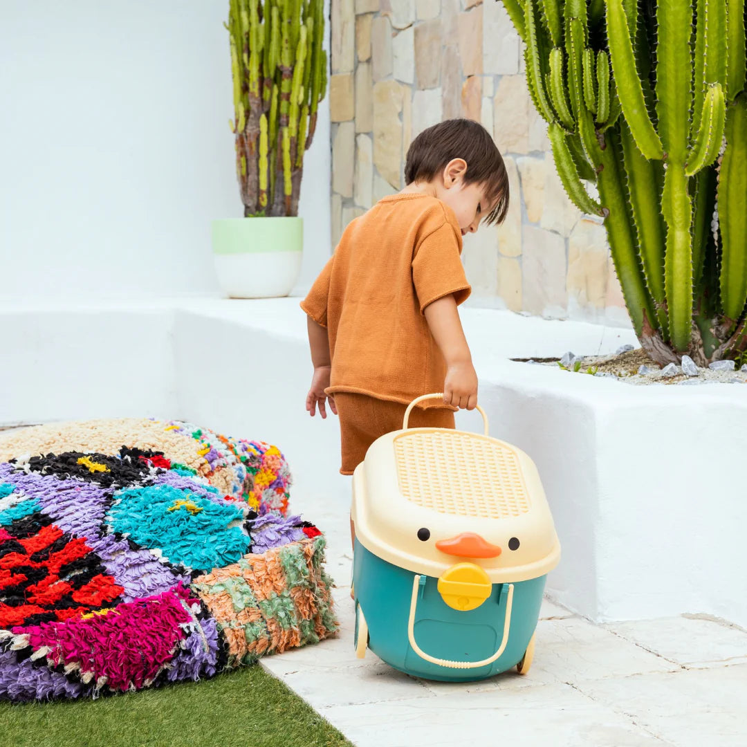 Cowrie & Conch - 'Ride a Long Storage' Duck Aqua and Yellow - Large