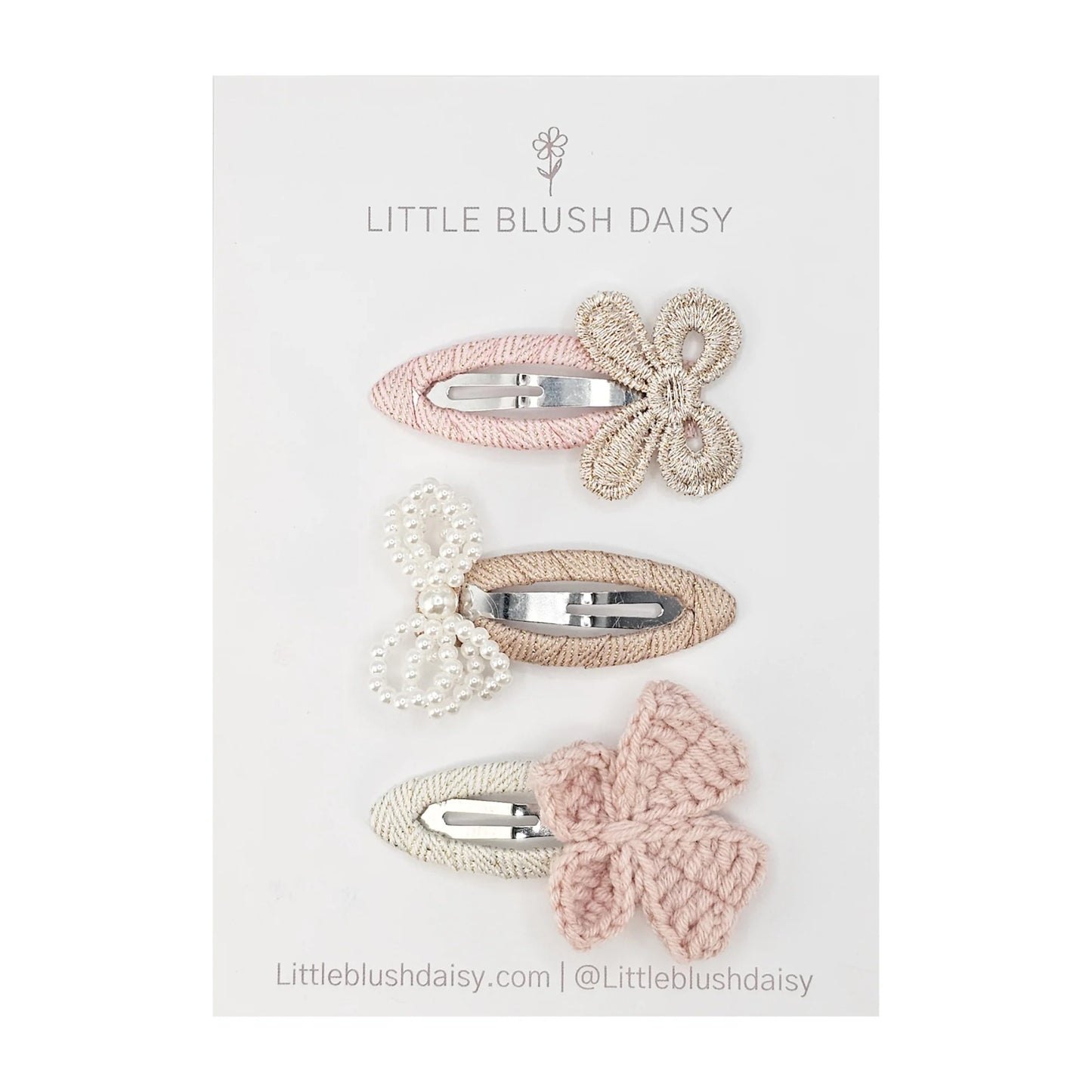 Little Blush Daisy Hair Clip Set - Trio Bow