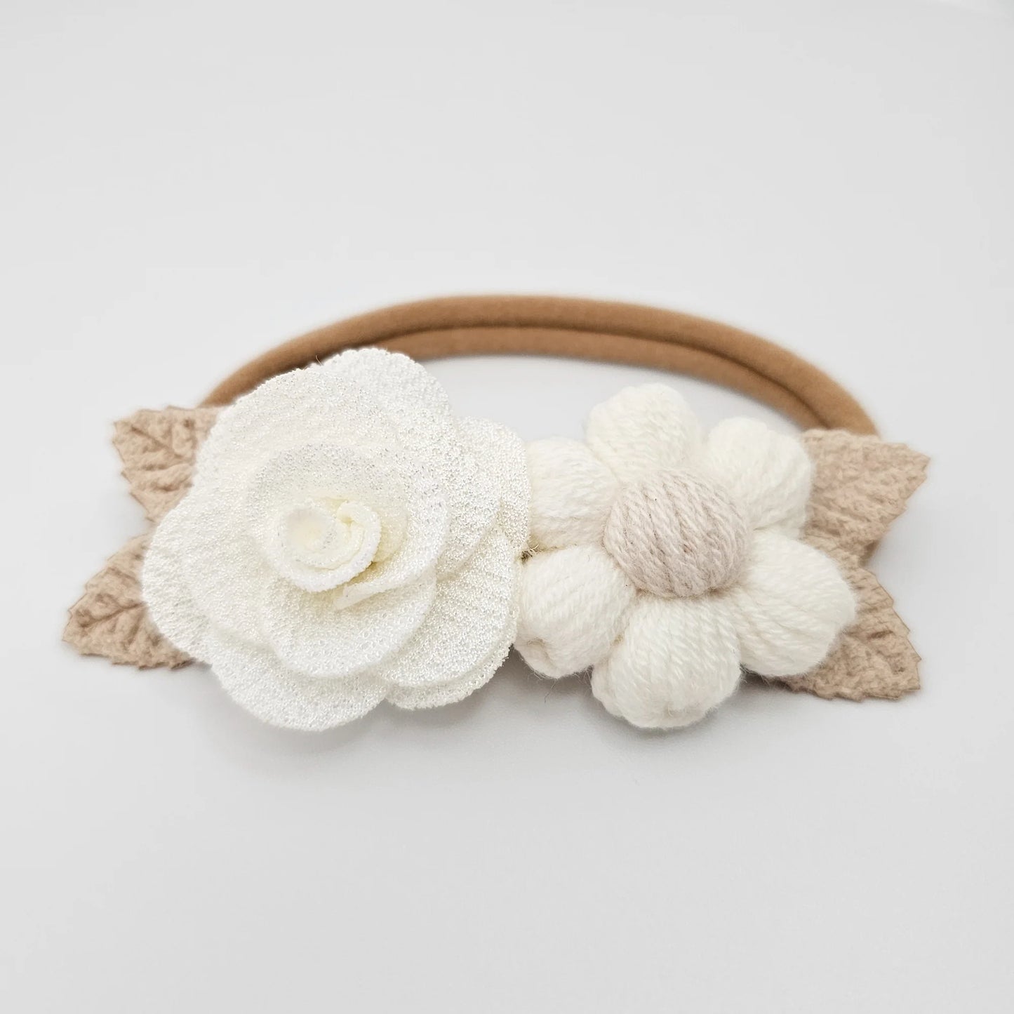 Little Blush Daisy - Rose Puff Daisy Baby Headband White