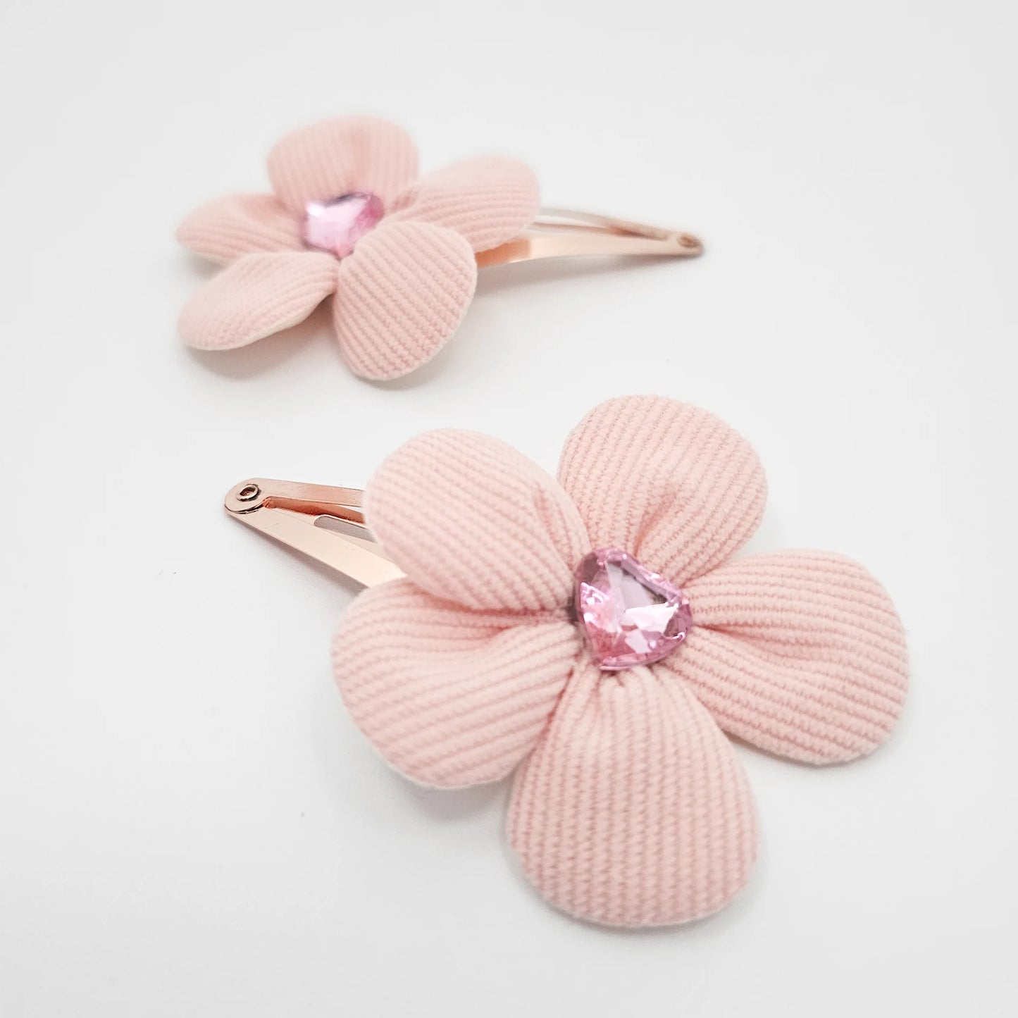 Little Blush Daisy - Jewel Flower Snap Hair Clips