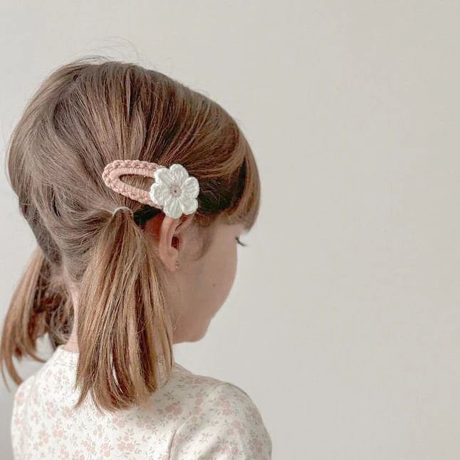 Little Blush Daisy - Crochet Petite Daisy Snap Hair Clip