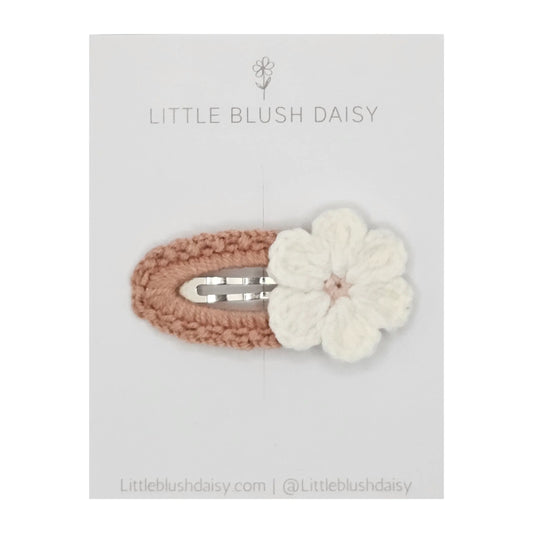 Little Blush Daisy - Crochet Petite Daisy Snap Hair Clip Blush