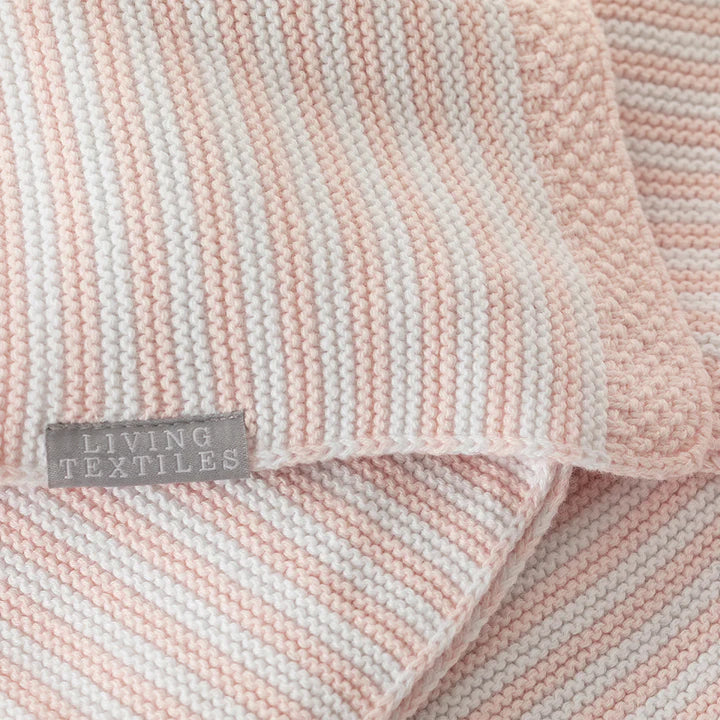 Baby Blanket 100% Cotton Knit Blanket Blush Stripe