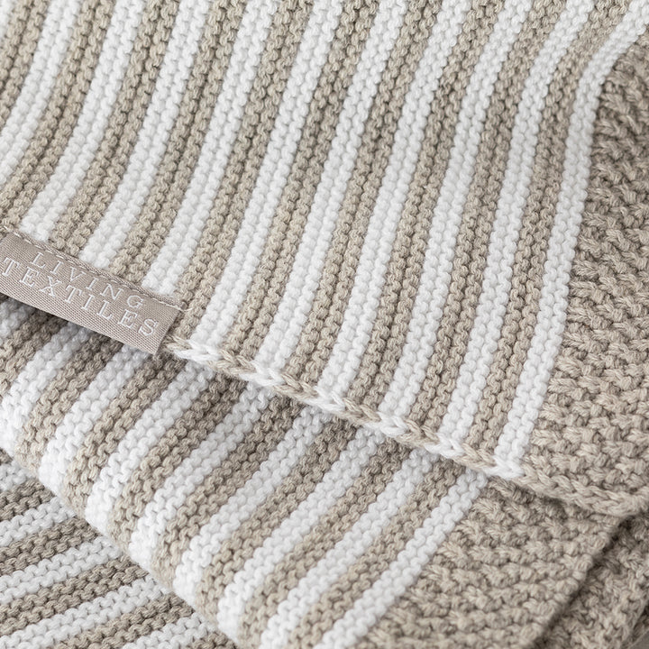 Baby Blanket 100% Cotton Knit Blanket Grey Stripe