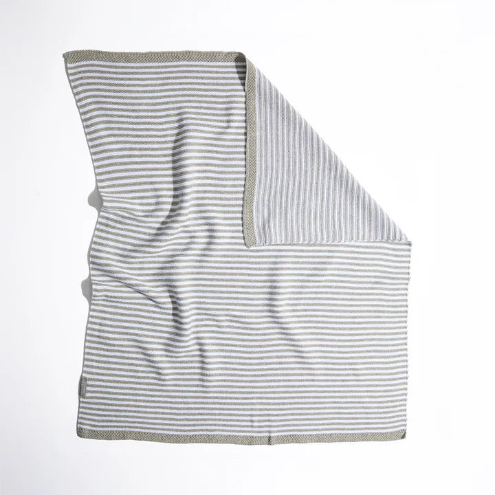 Baby Blanket 100% Cotton Knit Blanket Grey Stripe