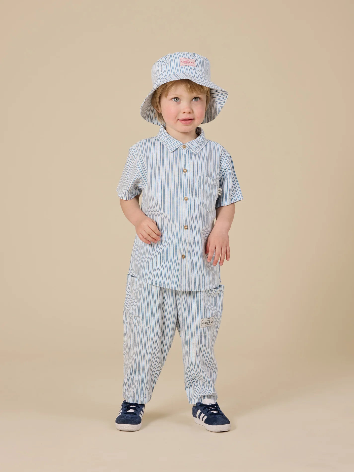 Goldie + Ace Sailor Stripe Kit Holiday Shirt Ocean/Ivory