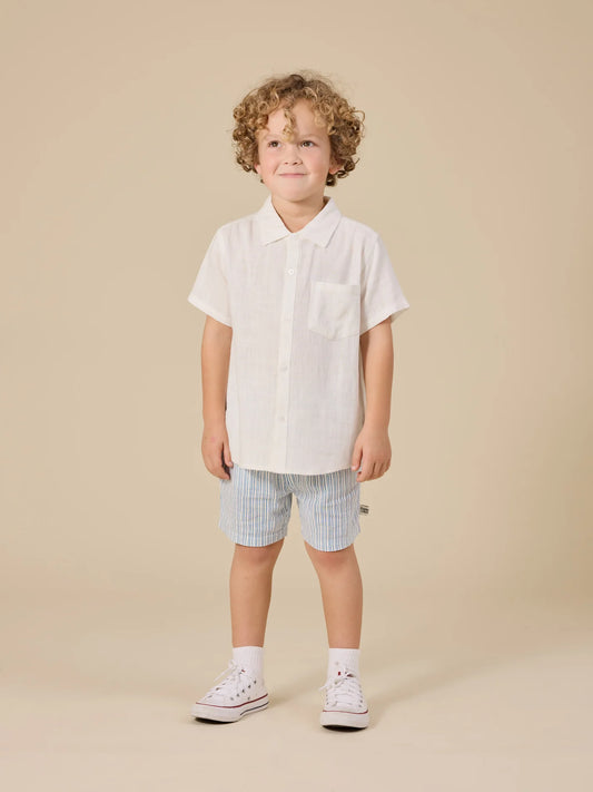 Goldie + Ace Holiday Linen Blend Shirt White