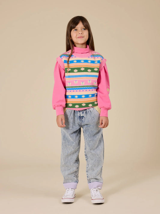 Goldie + Ace Flutter By Sweater Vest Pink Multi