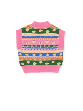 Goldie + Ace Flutter By Sweater Vest Pink Multi
