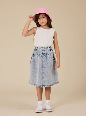 Goldie + Ace Esta A-Line Denim Skirt Light Denim