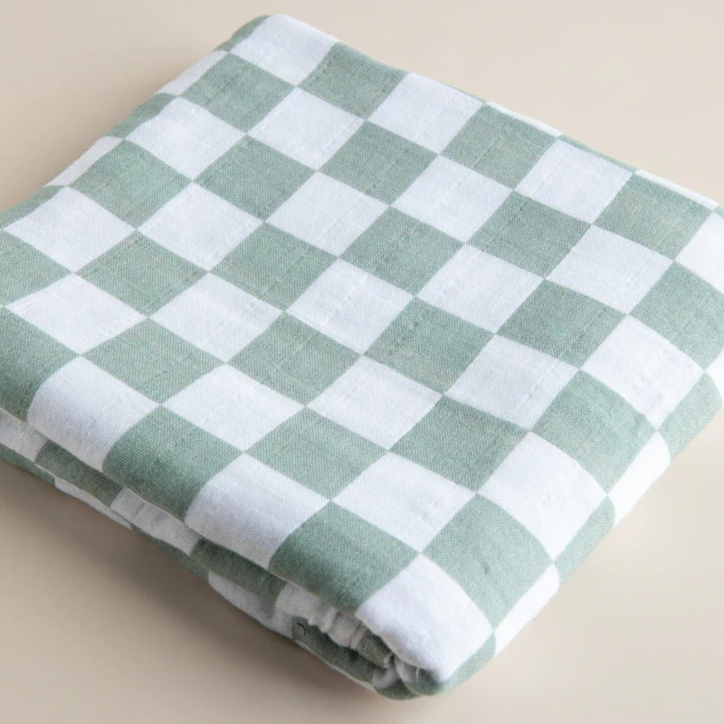 Snug as a bug & co - 100% Organic Cotton Muslin Swaddle Gingham Moss