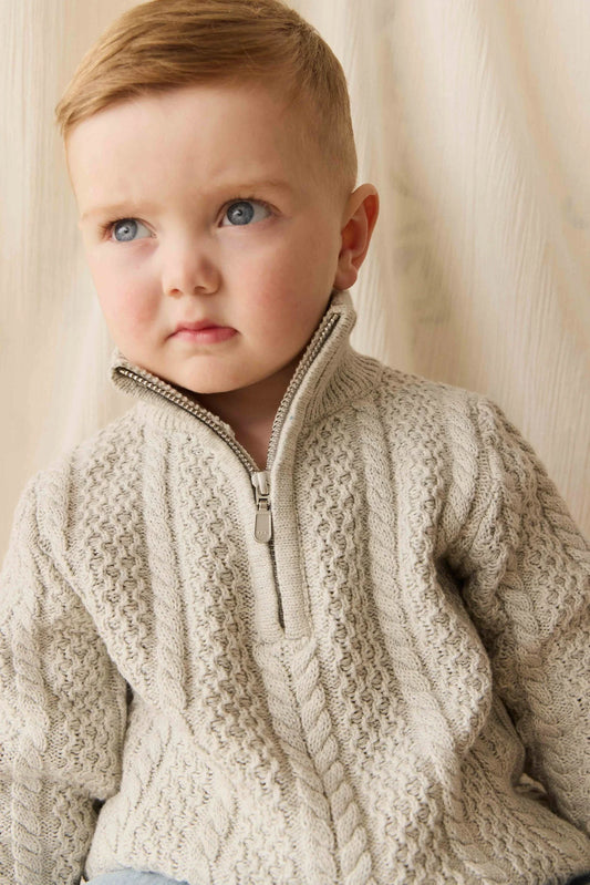 Jamie Kay Clyde Half Zip Jumper Light Grey Marle