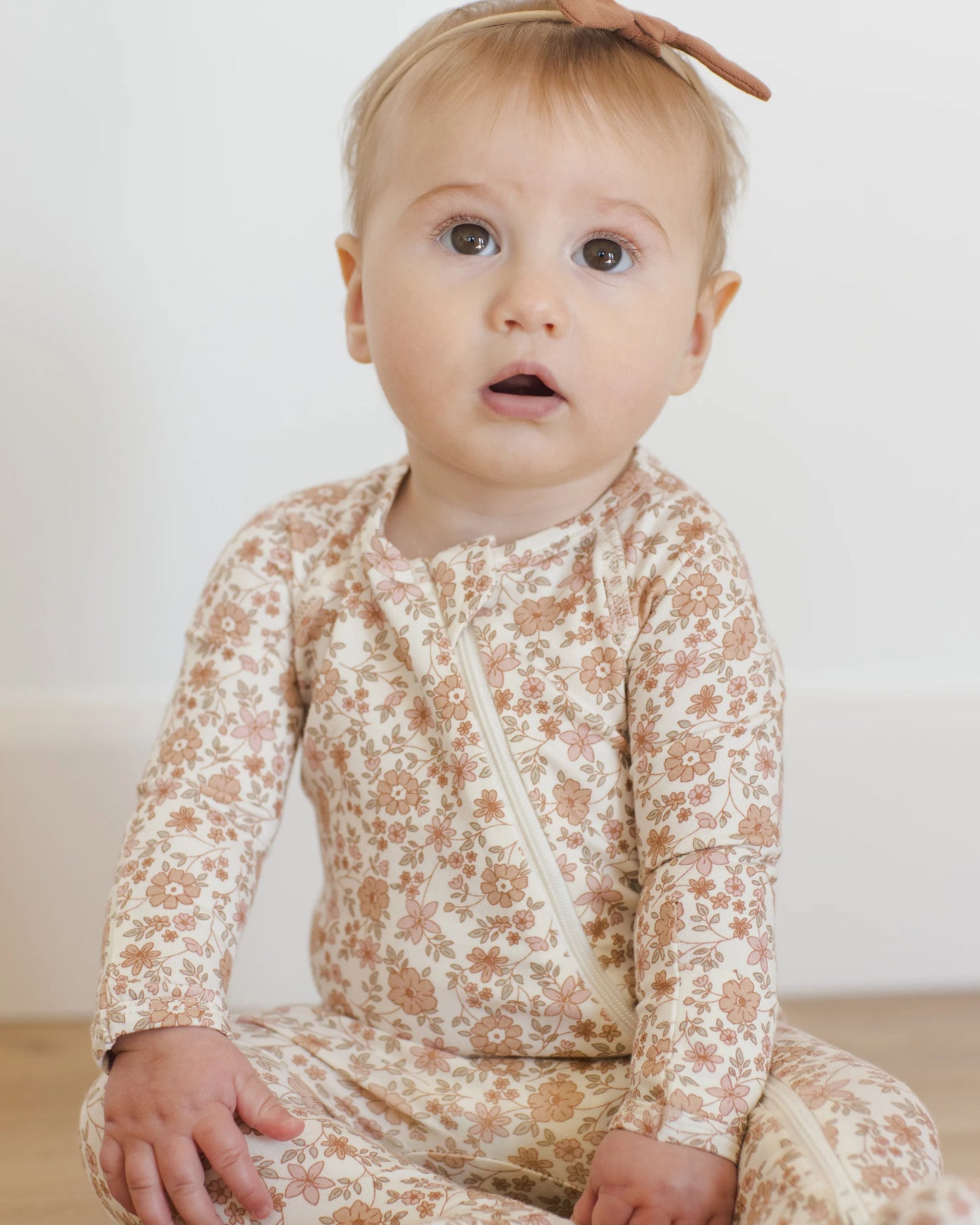 Quincy Mae - Bamboo Zip Footie - Bloom