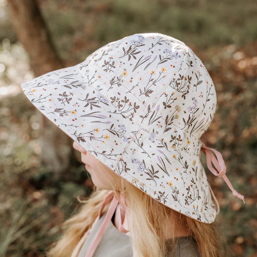 Bedhead hats 'Wanderer' Panelled Bucket Sun Hat - Provence / Rosa 100% LINEN, REVERSIBLE & UPF50+ EXCELLENT PROTECTION