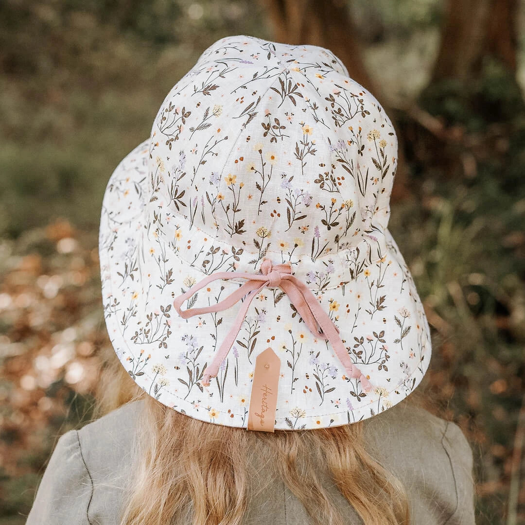Bedhead hats 'Wanderer' Panelled Bucket Sun Hat - Provence / Rosa 100% LINEN, REVERSIBLE & UPF50+ EXCELLENT PROTECTION