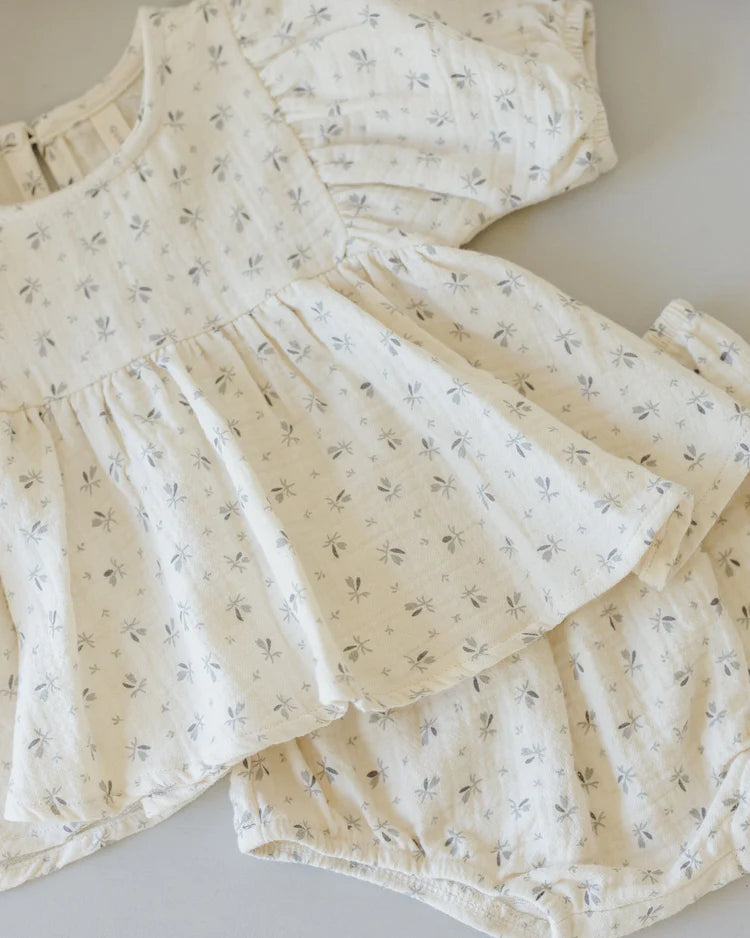Quincy Mae Francy Top + Bloomer Set Bluebell